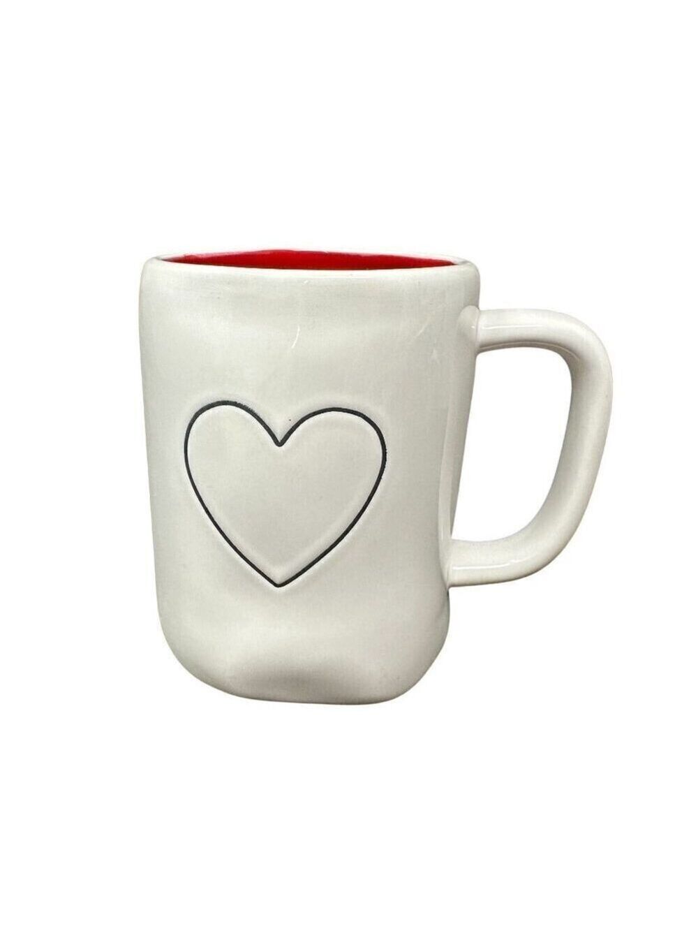 Rae Dunn Mug Valentine Heart Double Sided Large Coffee Cup Ceramic Magenta Red